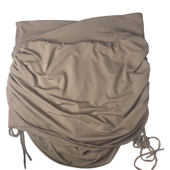 IV Brown Drawstring Ruched Mini Skirt Attached Shorts Skort Women's XL - Picture 2 of 15